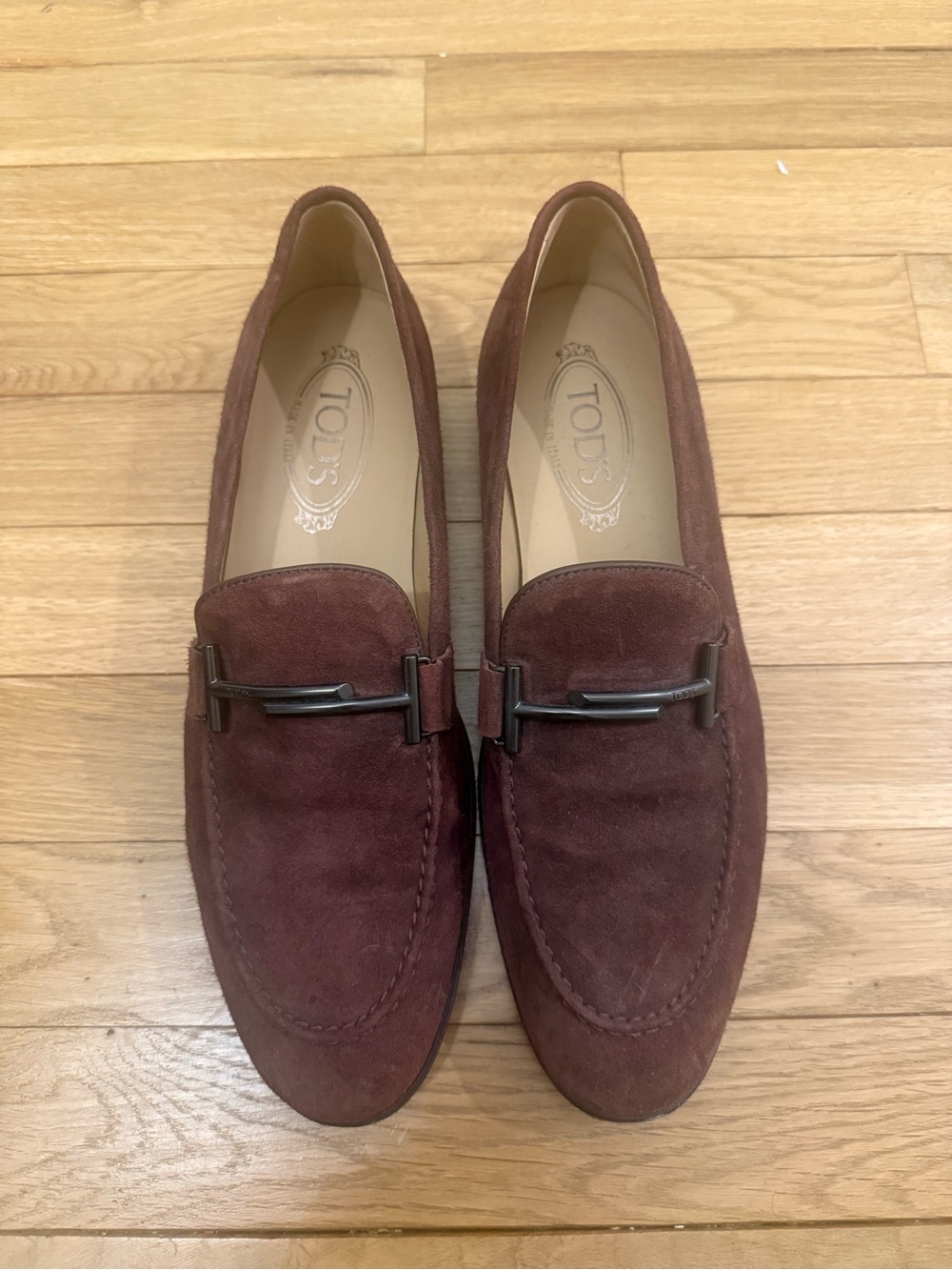 Tod's Men's Burgundy Suede Bit Loafers - Deep Wine